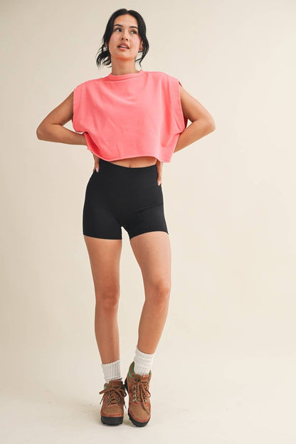 Mineral Wash Open Back Top: Coral