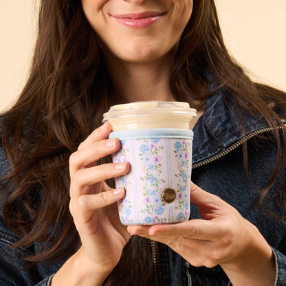 Sip Savvy Drink Sleeve-Petal Parade Blue Regular - 16-18 Oz Cups