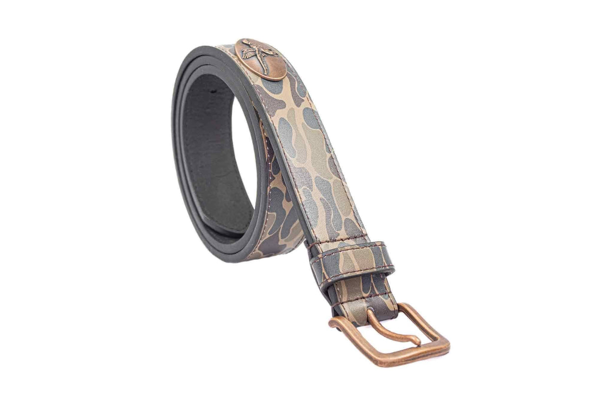 Mallard Old School Camo Leather Belt
