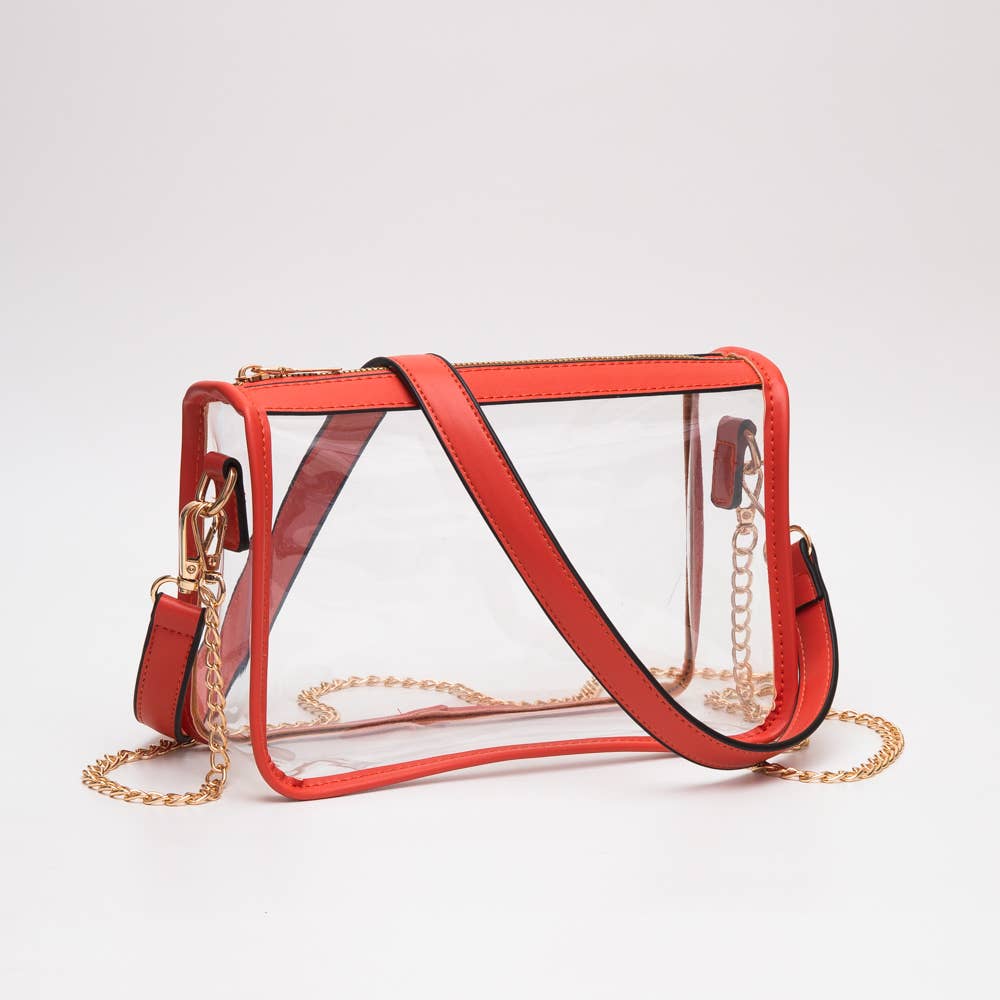 Game Day Stadium Clear Rectangle Crossbody Bags : White