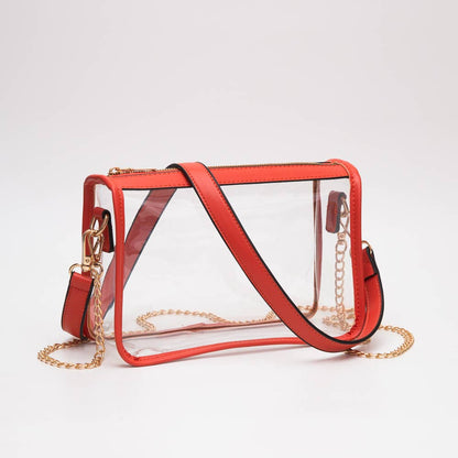 Game Day Stadium Clear Rectangle Crossbody Bags : White