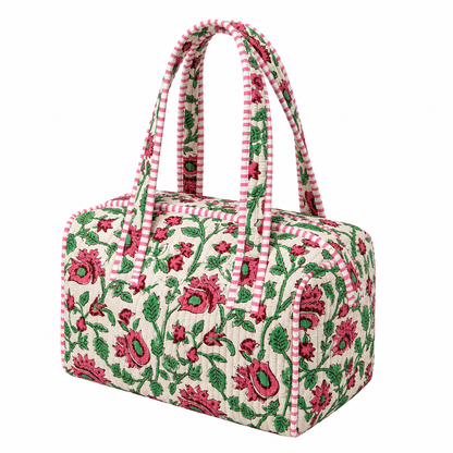 Pink Floral Quilted Bag Print: Large