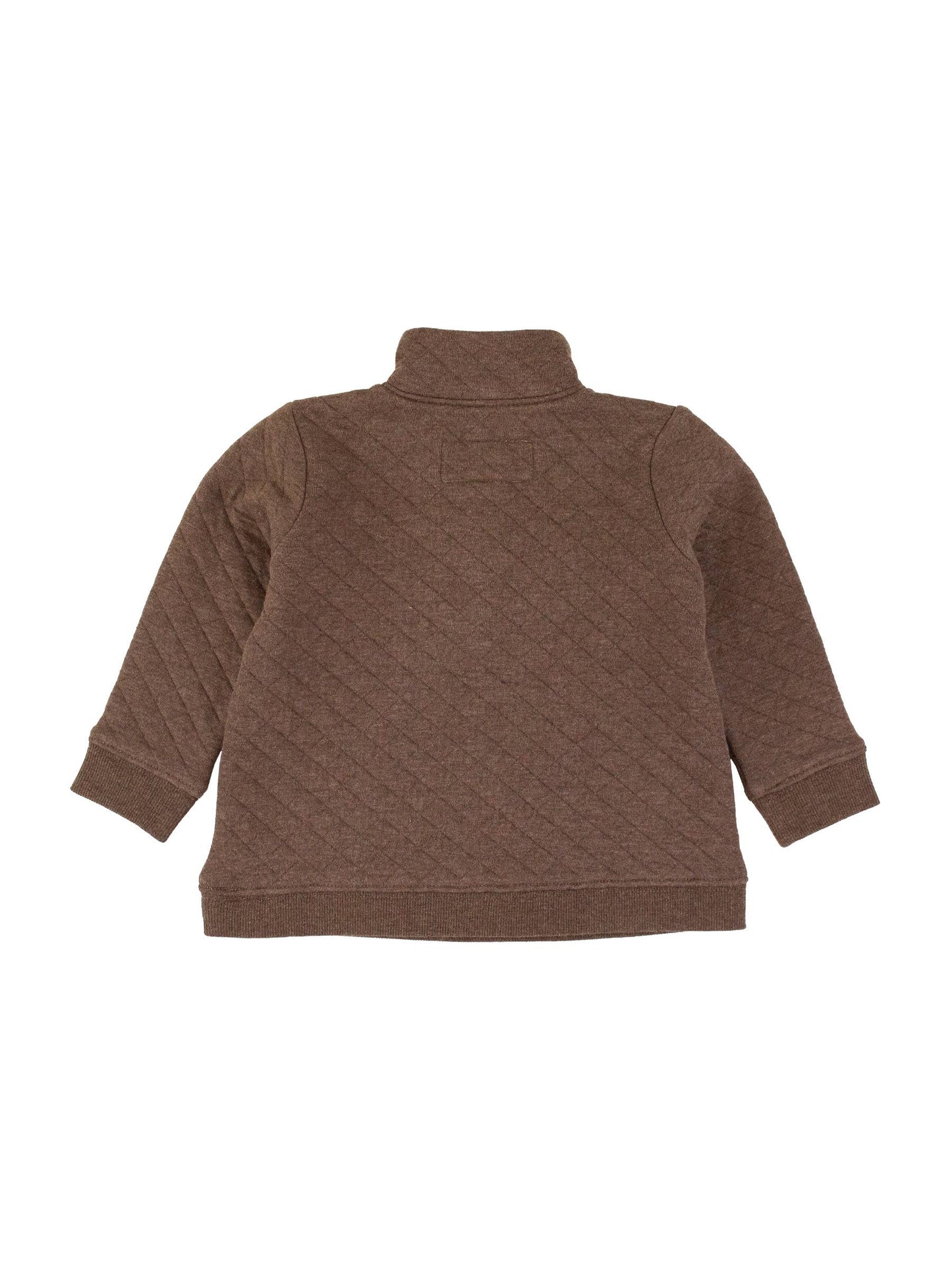Boys Heather Carafe Quilted Quarter Snap Sweatshirt: Brown