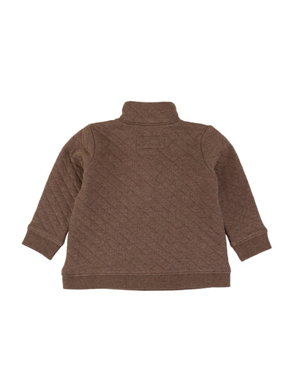 Boys Heather Carafe Quilted Quarter Snap Sweatshirt: Brown