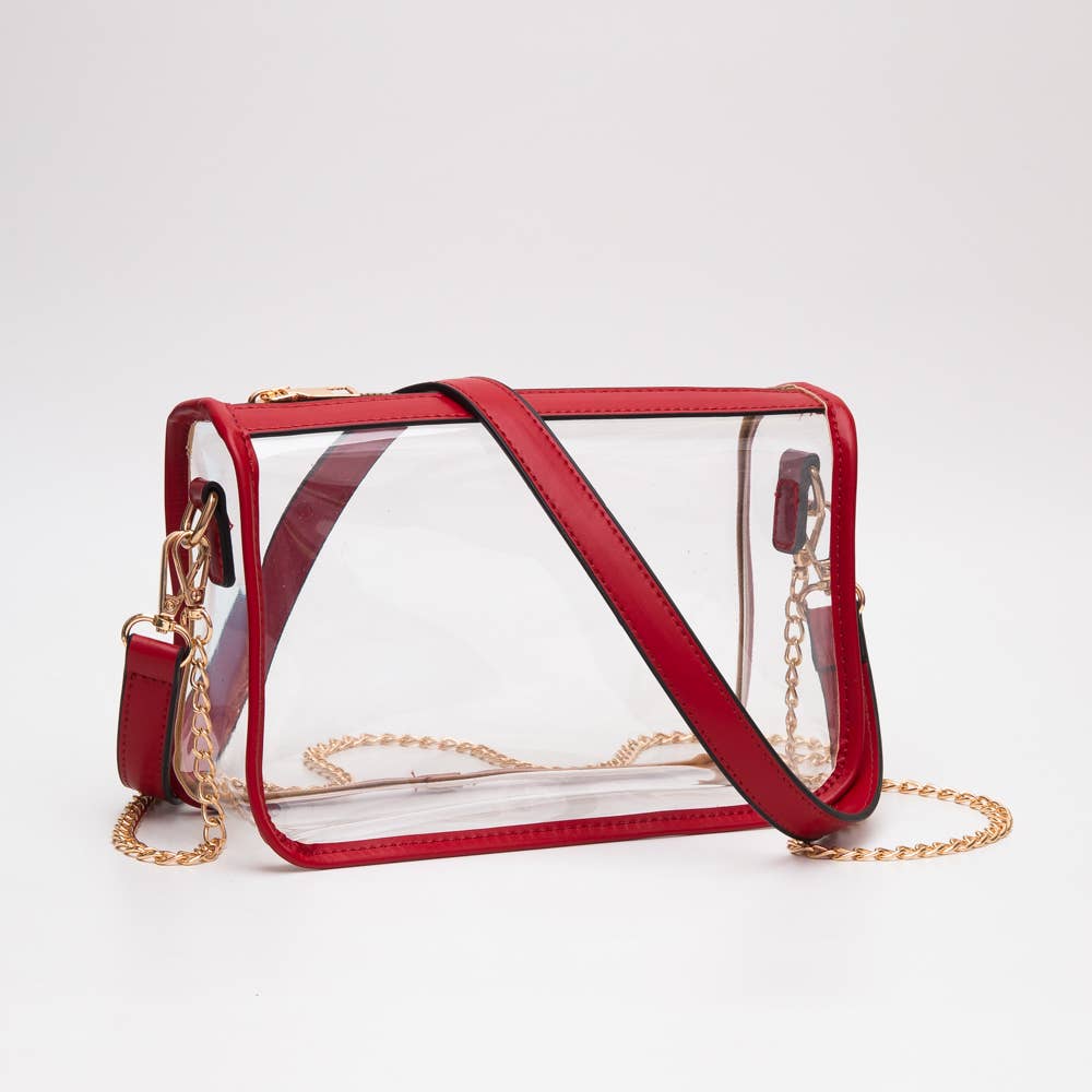 Game Day Stadium Clear Rectangle Crossbody Bags : White