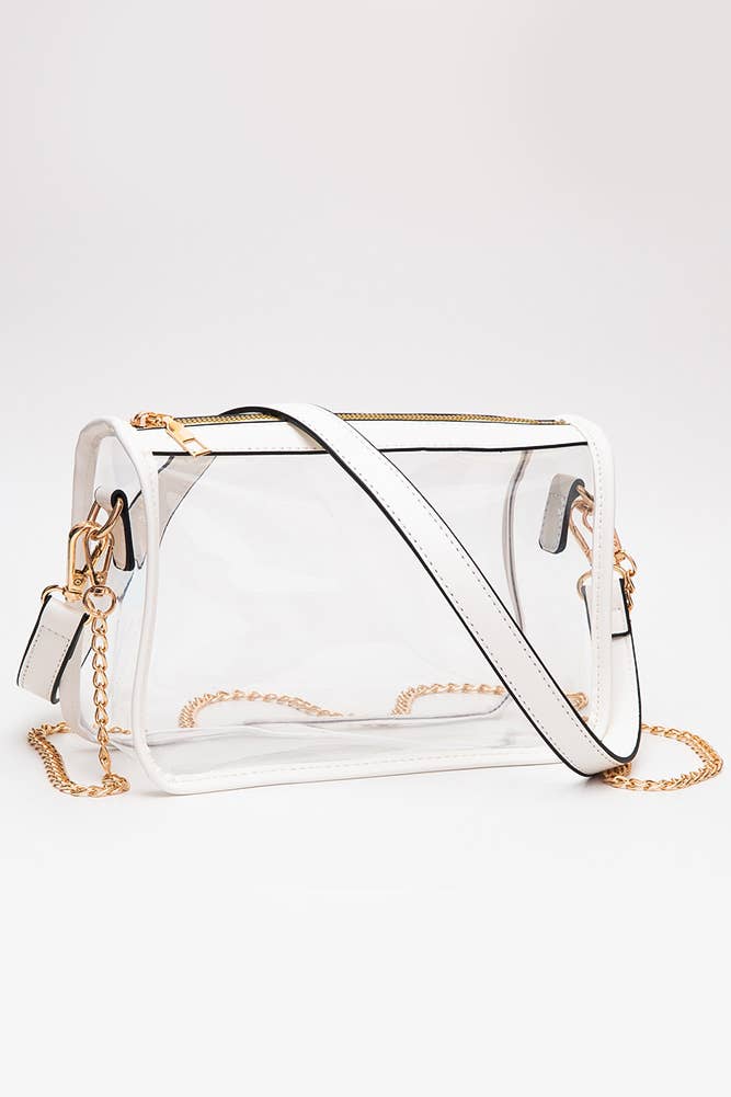 Clear Rectangle Stadium Concert Crossbody Bag: Navy