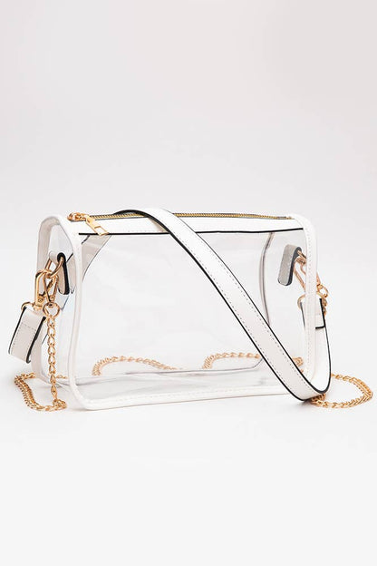Clear Rectangle Stadium Concert Crossbody Bag: Navy