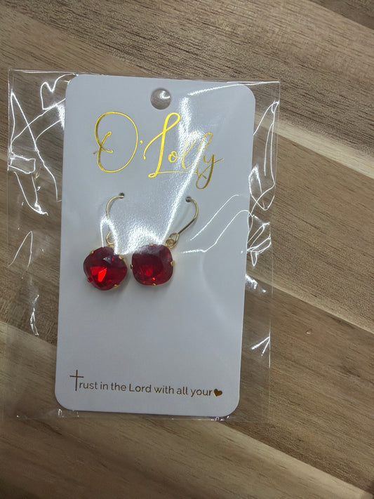 O’Lolly Stone dangle earrings-Red