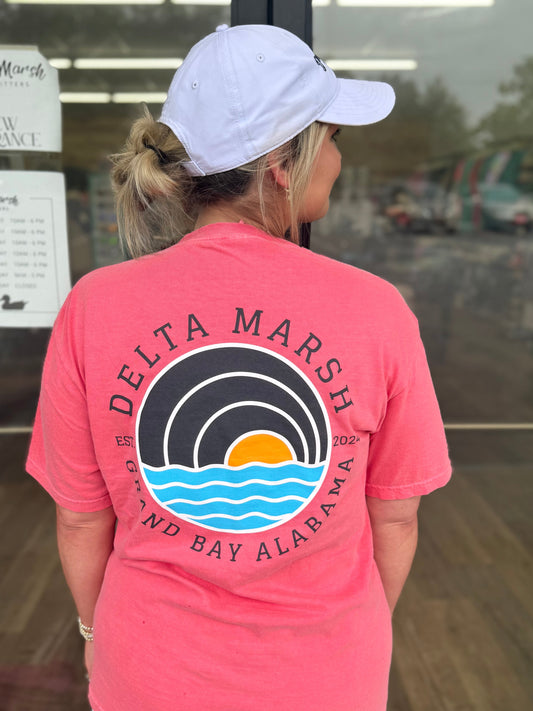 Delta Marsh Outfitters Tee - Local Sunset - Watermelon