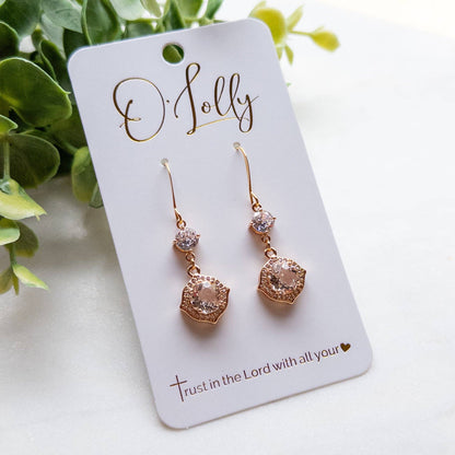 Gold Cubic Zirconia Dangle Earrings