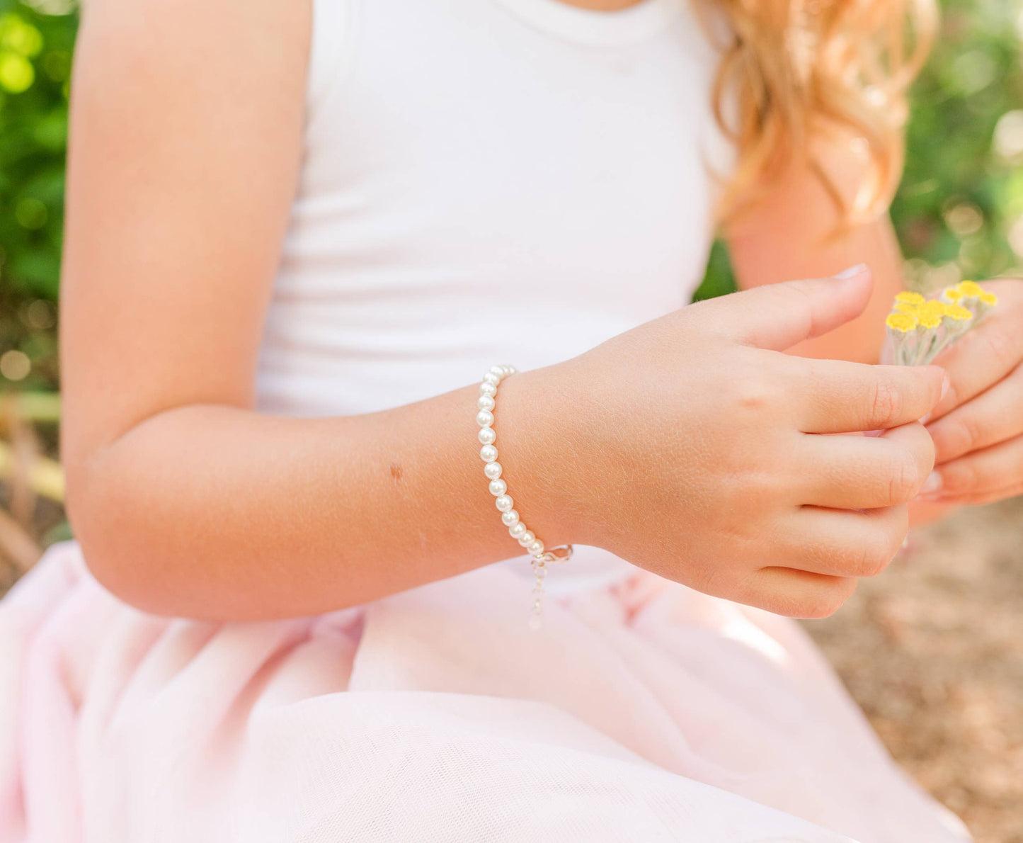 Girls Sterling Silver Dainty Pearl Baby & Child's Bracelet: Small 0-12m