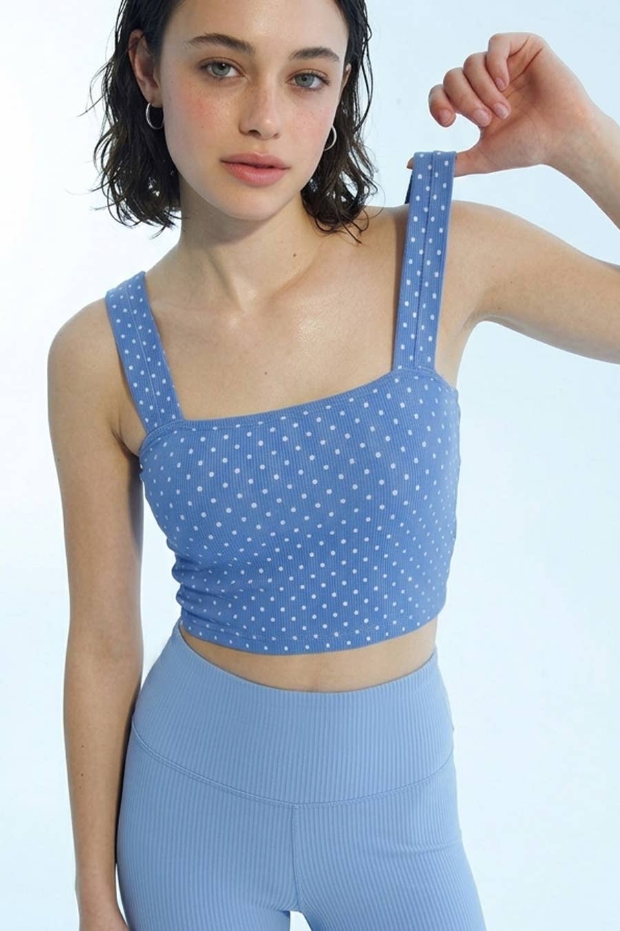 NS8532 - Polka Dot Square Crop Top: 2254 Serene Blue