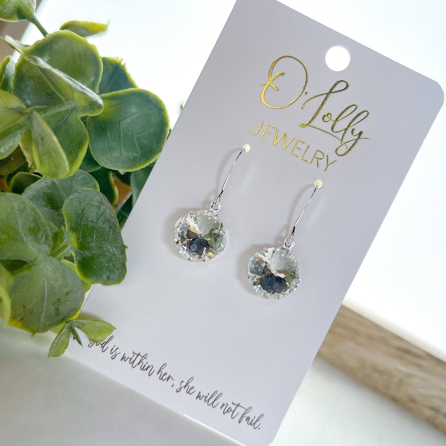 O'Lolly "Remi" Earrings - Silver Clear Stone Dangle: Silver