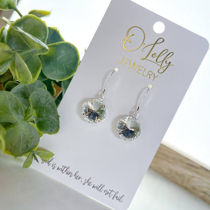 O'Lolly "Remi" Earrings - Silver Clear Stone Dangle: Silver