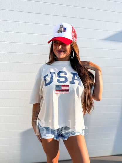 Boxy USA Graphic Tee on Ivory
