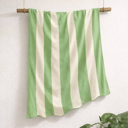 Large Scalloped Striped Beach Towel 90 x 170cm - 100% Cotton: Burnt Orange