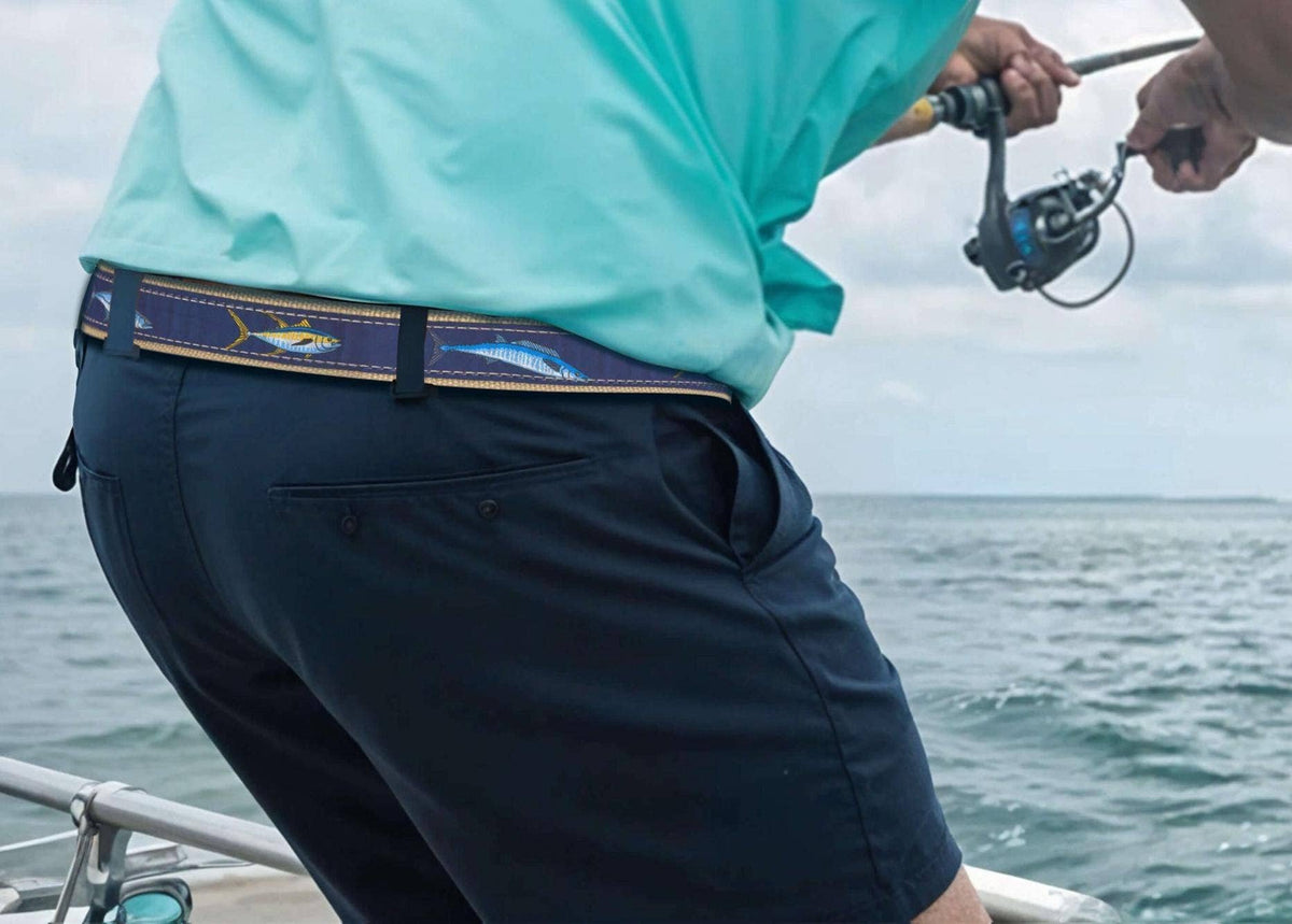 Offshore Slam Men's Woven Ribbon Belt: Buff