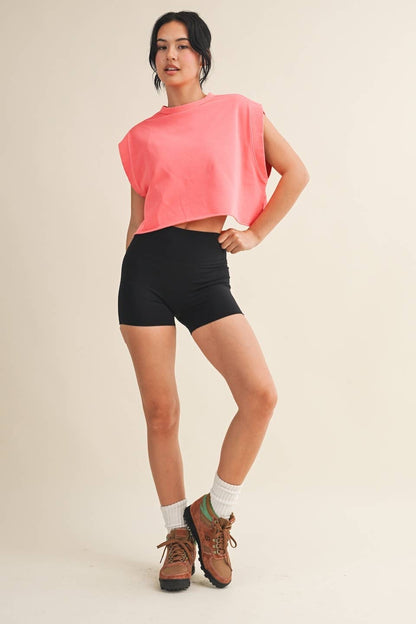 Mineral Wash Open Back Top: Coral