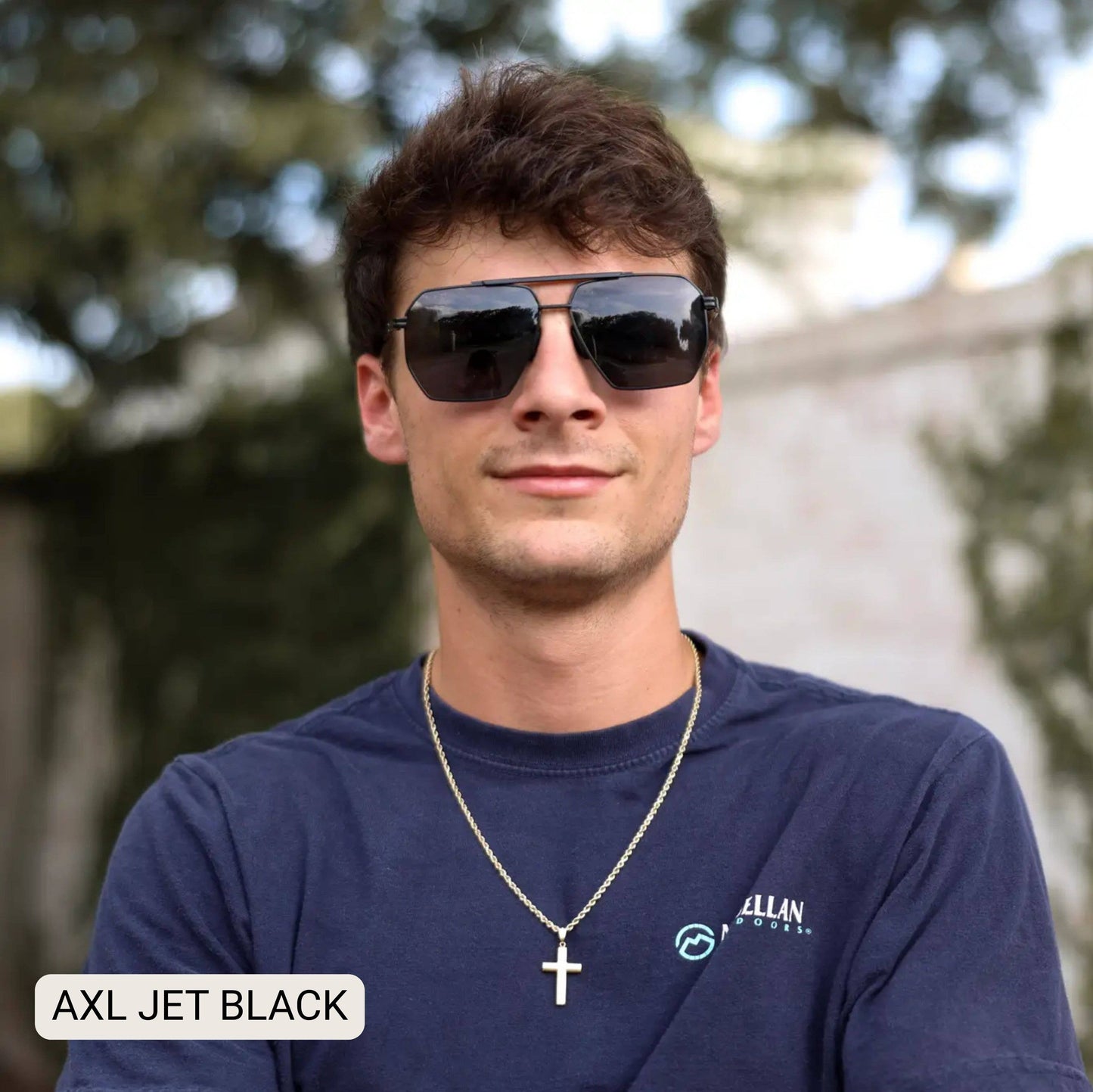 AXL - Unisex Geometric Aviator Polarized Sunglasses: Black