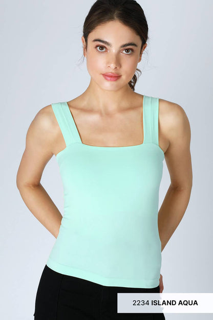 NS8409- Clean Line Square Tank: 2213 Butter Cream
