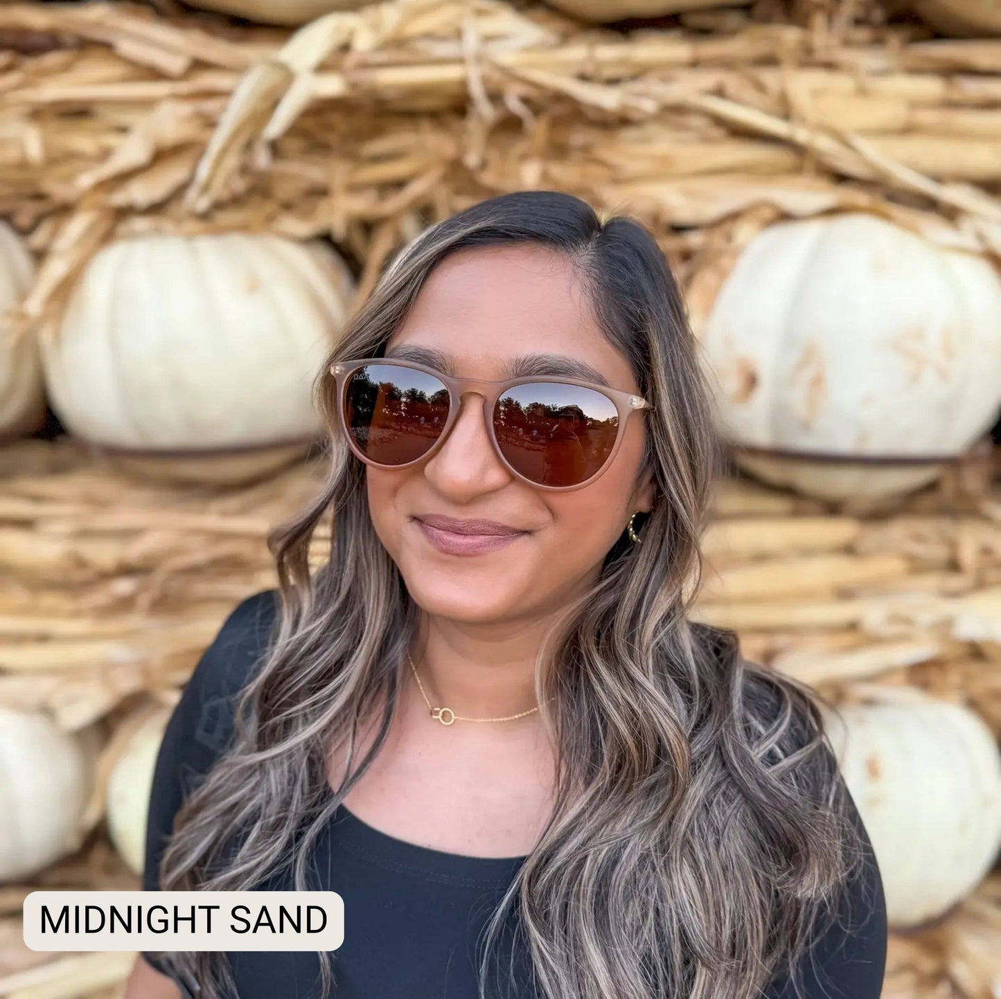 Midnight - Women's Polarized Medium Horn Sunglasses: Ash