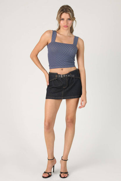 NS8532 - Polka Dot Square Crop Top: 2246 French Roast