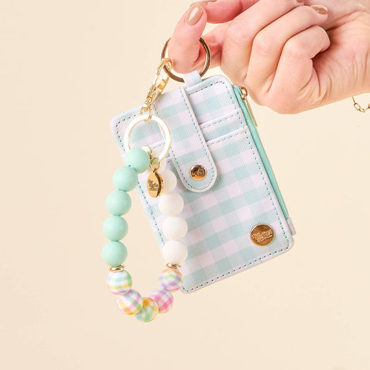 Keychain Wallet-Gingham Green