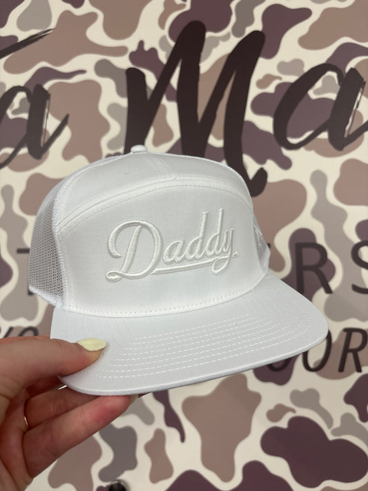 Daddy Trucker Hat 7 Panel -White