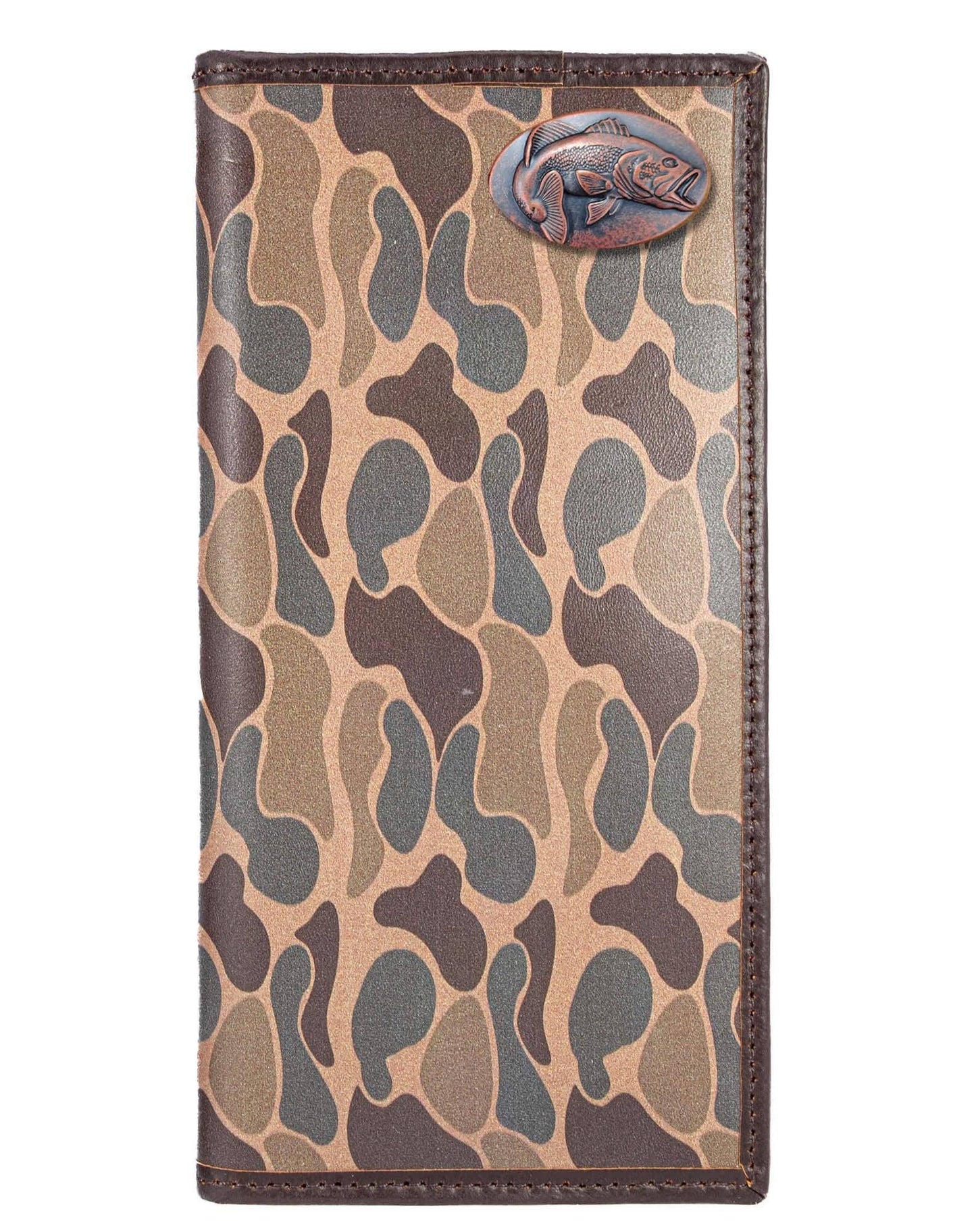 Bass Men's Secretary Old School Camo Leather Wallet.: Brown/Tan Camo