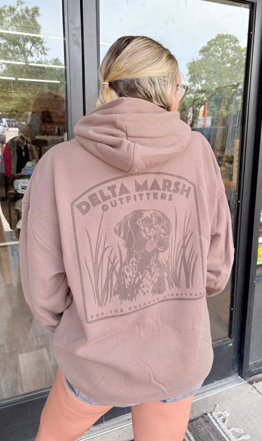 Chocolate Delta Marsh Outfitters Hoodie - Dog Logo