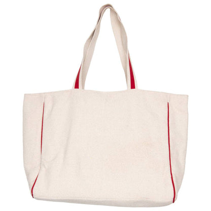 Baseball Oversized Happy Face Tote Bag for Women: Beige Canvas