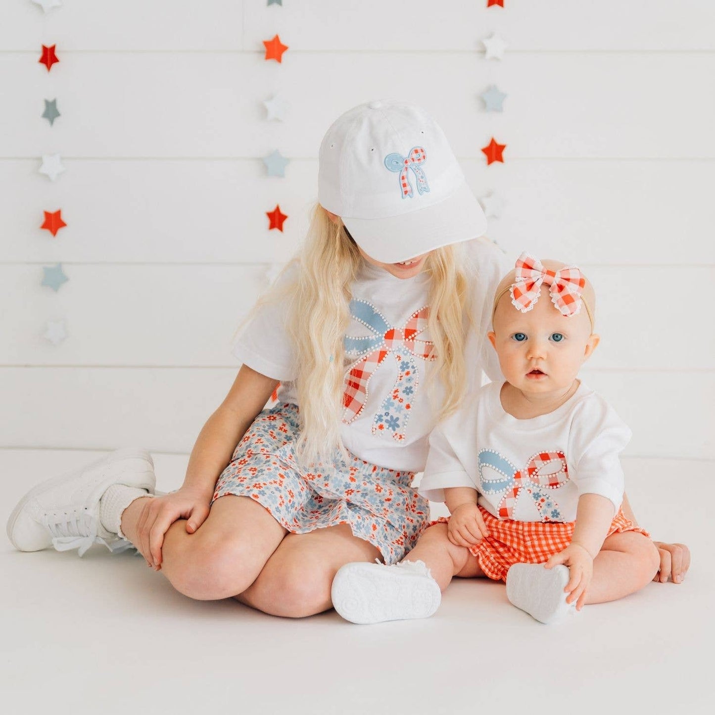 Patchwork Bow Patch Short Sleeve T-Shirt - Fourth of July