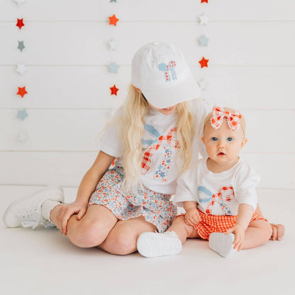 Patchwork Bow Patch Short Sleeve T-Shirt - Fourth of July