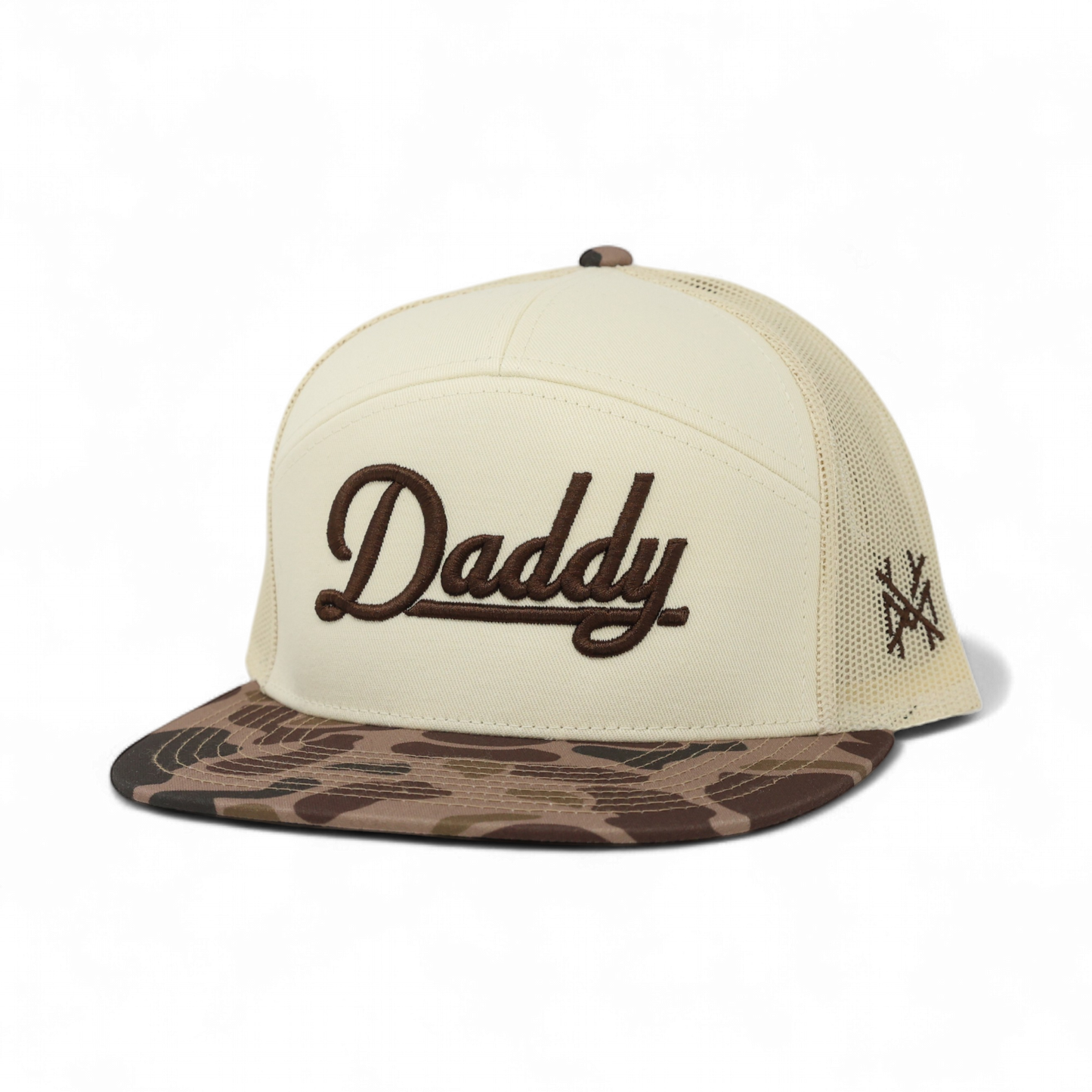 Daddy Trucker Hat: 7 Panel Duck Camo/Natural