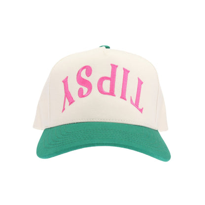Tipsy Embroidered Trucker Hat: Hot Pink
