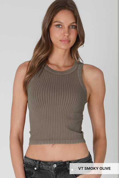 NS8358 - Vintage Wide Ribbed Tank Top: Vintage Raspberry
