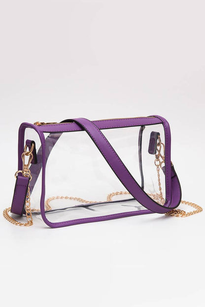 Clear Rectangle Stadium Concert Crossbody Bag: Navy