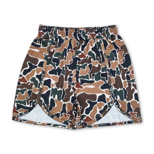 Camo print adult women shorts : Brown