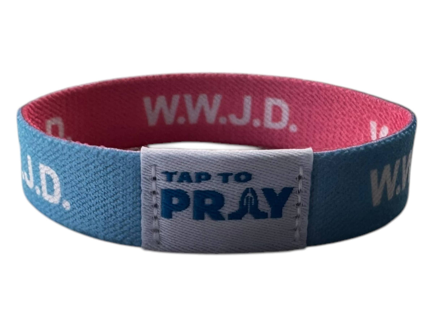 Tap To Pray™ Wristbands - Blue & Pink WWJD: Small / WWJD Pink / Blue