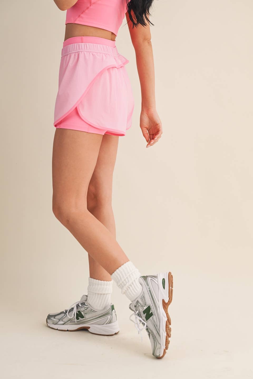 Double Layer Nylon Shorts: Pink