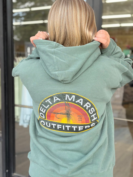 Hunter Green Delta Marsh Outfitters Hoodie - Fish Hookin