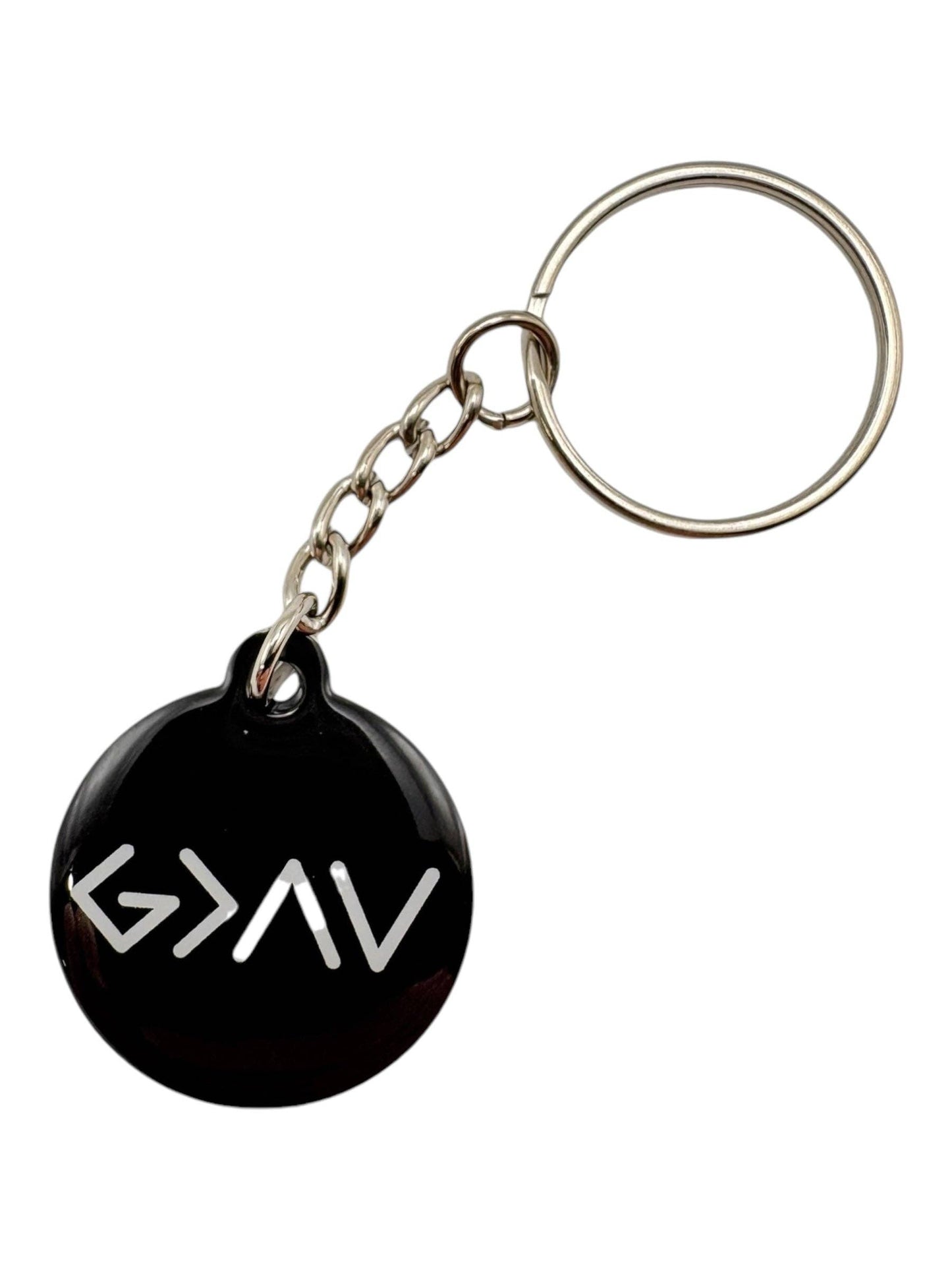 Tap To Pray - Prayer Tag Keychains: Black + God Is Greater