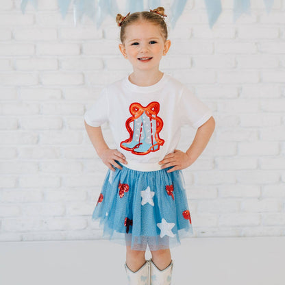 Patriotic Cowgirl Patch Short Sleeve T-Shirt -Fourth of July