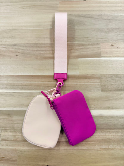 Dual pouch wristlet keychain wallet #U-204
