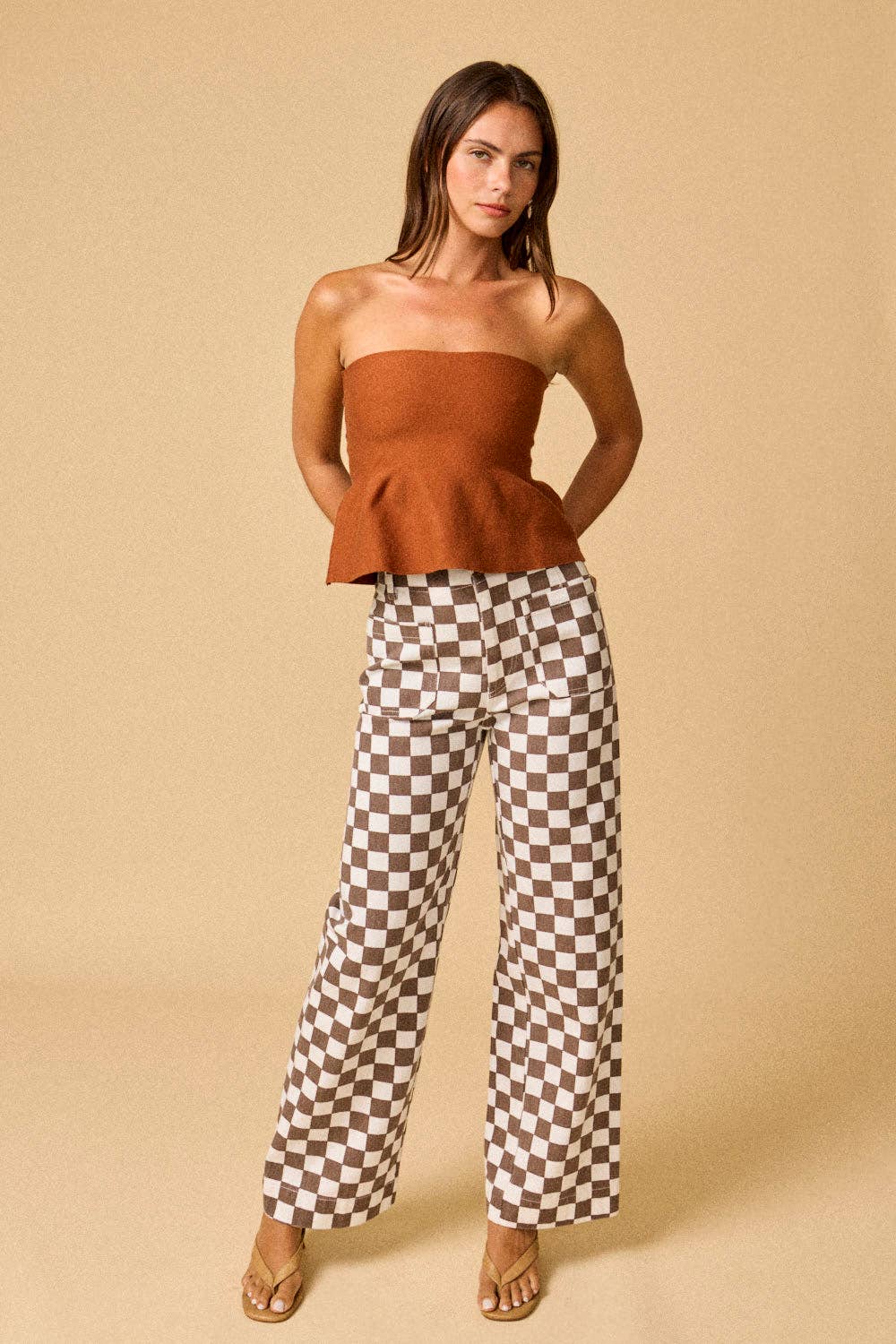 Ellie Strapless Knit Peplum Top: Red