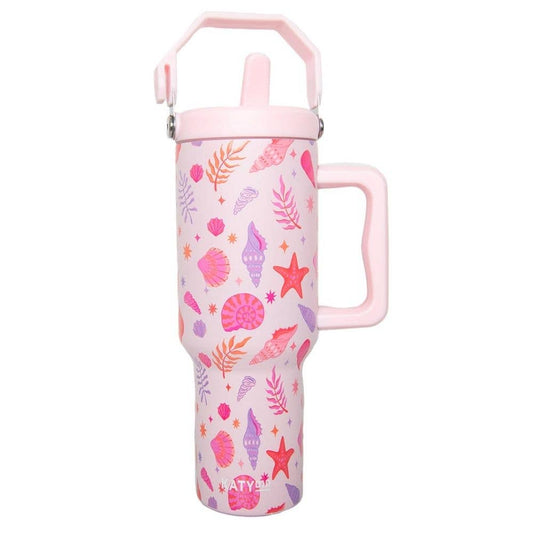 Beach Seashells Drink Tumbler: Light Pink