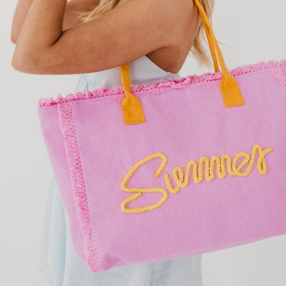 Summer Sunshine Beach Tote Bag: Aqua / Orange