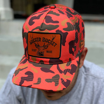 "Beast Mode" Orange Camo Trucker Bucket