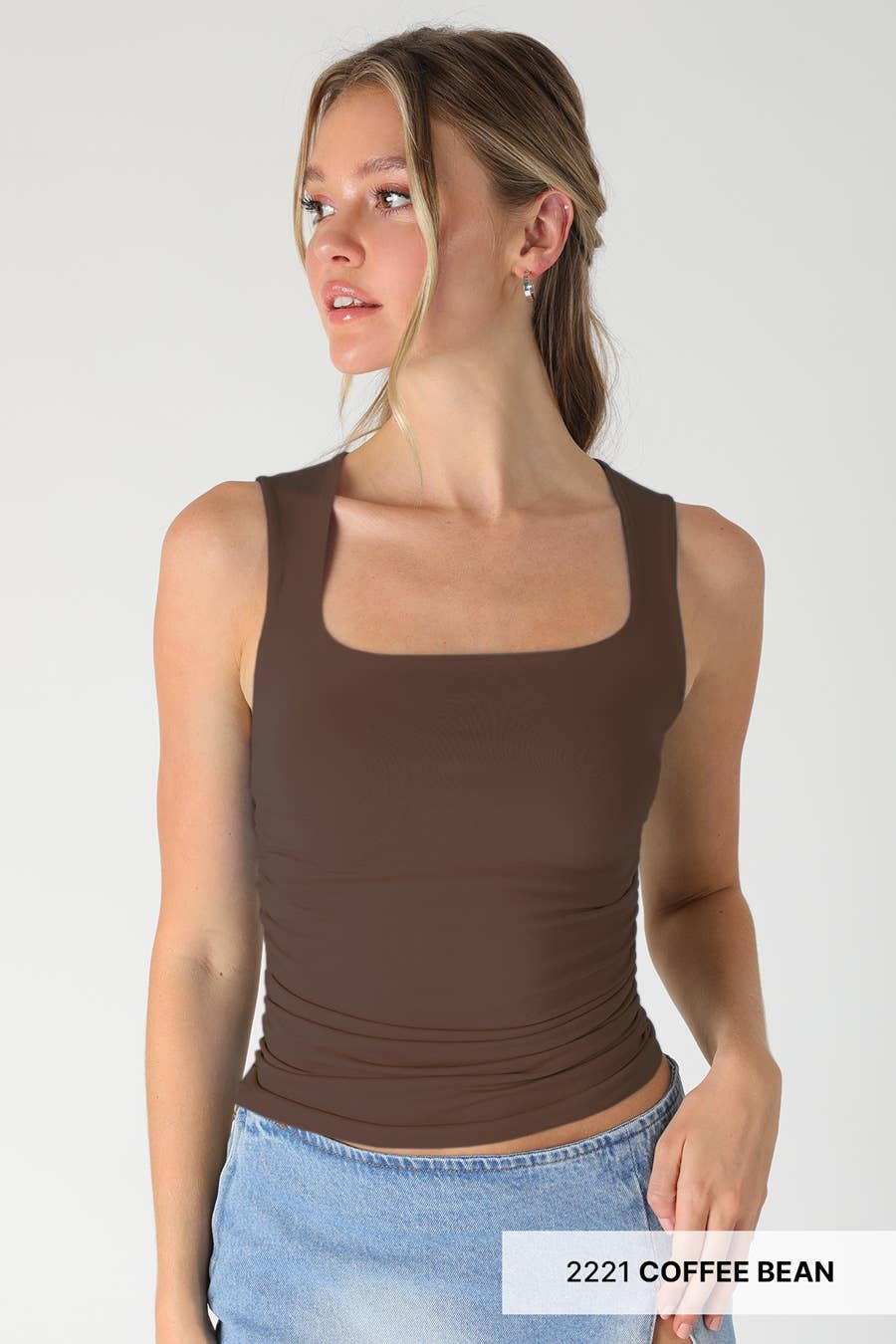 Clean Line Square Shirred Top: 2259 Marina
