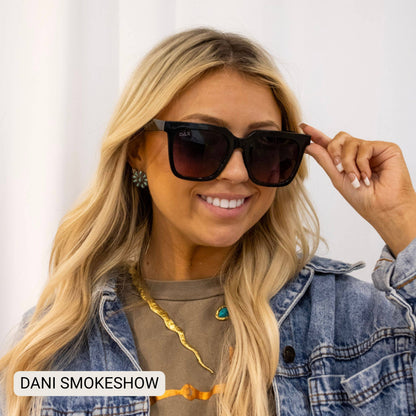 Dani- Women’s Square Sunglasses – Oversized Fall Line: Brown Cheetah